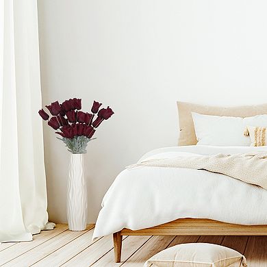 Artificial Flowers, Faux Flowers Silk Floral Arrangement 10 Bundles Fake Tulips for Decor 24.8"