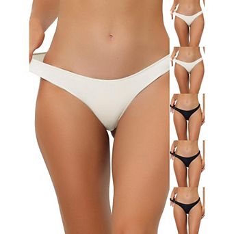 6 Packs Underwear for Women Low-Waist Contract Color Bikini Sporty Sweat-Absorbing Thongs