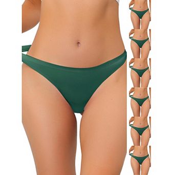 7 Packs Women's Unlined Underwear Satin Invisible Bikini Comfortable No-Show Thongs