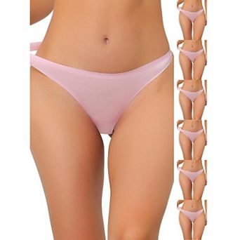 7 Packs Women's Unlined Underwear Satin Invisible Bikini Comfortable No-Show Thongs