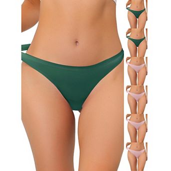7 Packs Women's Unlined Underwear Satin Invisible Bikini Comfortable No-Show Thongs