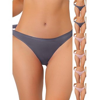 7 Packs Women's Unlined Underwear Satin Invisible Bikini Comfortable No-Show Thongs