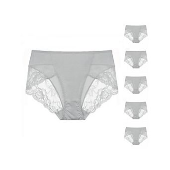 6 pc Women's Mid-Rise Lace Trim Brief Panties