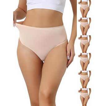 7 Packs Women's Hign Waist G-String Thongs, Tummy Control Stretch Panties, T-back Undepants