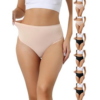 7 Packs Women's Hign Waist G-String Thongs, Tummy Control Stretch Panties, T-back Undepants