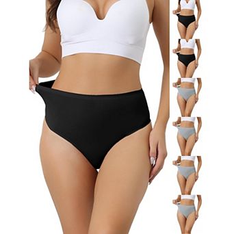 7 Packs Women's Hign Waist G-String Thongs, Tummy Control Stretch Panties, T-back Undepants