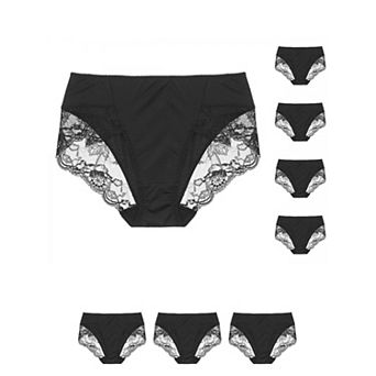 8 pc Women's Mid-Rise Lace Trim Brief Panties