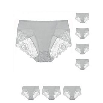8 pc Women's Mid-Rise Lace Trim Brief Panties