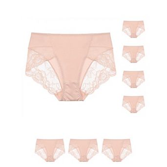 8 pc Women's Mid-Rise Lace Trim Brief Panties