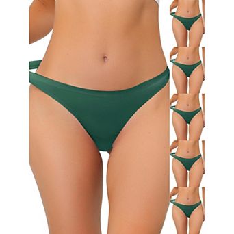 6 Packs Women's Unlined Underwear Satin Invisible Bikini Comfortable No-Show Thongs