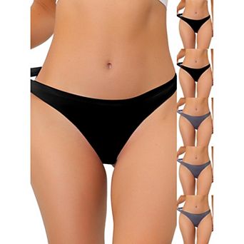 6 Packs Women's Unlined Underwear Satin Invisible Bikini Comfortable No-Show Thongs