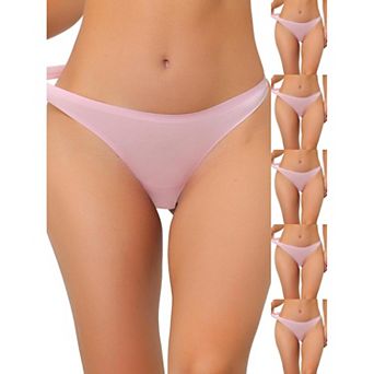 6 Packs Women's Unlined Underwear Satin Invisible Bikini Comfortable No-Show Thongs