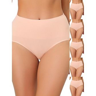 6 Packs Underwear for Women High Waist Shaping Tummy Control Panties Breathable Brief