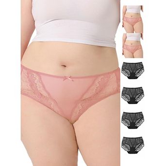 7 pc Women's Sheer Lace Trim High Waist Solid Brief Stretchy Panties
