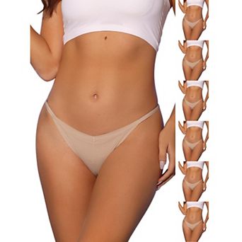 7 Packs Women's V-waisted Underwear Ruched Invisibles Breathable No Trace Thongs