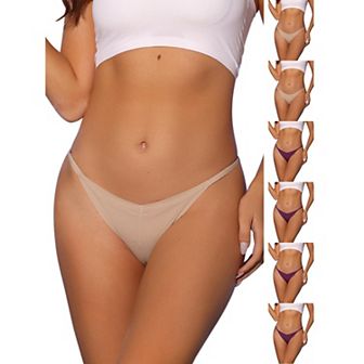 7 Packs Women's V-waisted Underwear Ruched Invisibles Breathable No Trace Thongs