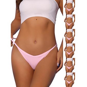 7 Packs Women's V-waisted Underwear Ruched Invisibles Breathable No Trace Thongs