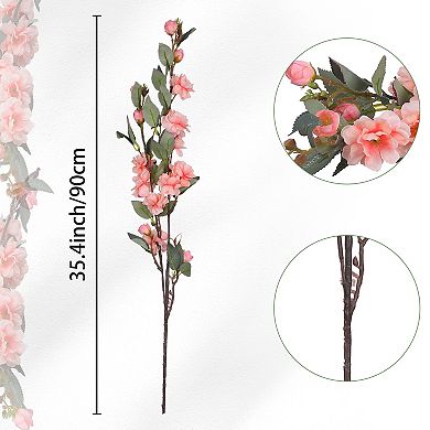 6 Pcs Artificial Rose Flower Fake Silk Roses Flowers for Wedding Party Home Living Room Decor 35.4"