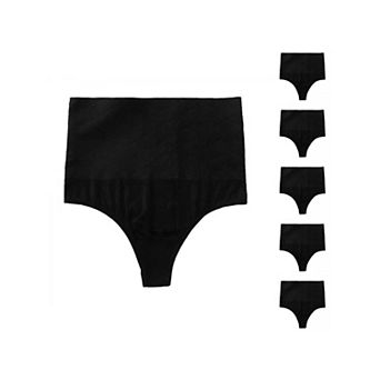 6 Packs Women's Tummy Control Thong Panties Shapewear Slimmer High Waist Non-Marking Briefs