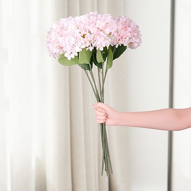 Pack of 6 Artificial Hydrangea Silk Flowers Bouquet Fake Floral Plants 22.8"