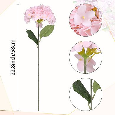 Pack of 6 Artificial Hydrangea Silk Flowers Bouquet Fake Floral Plants 22.8"