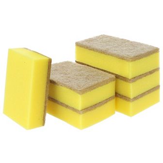 6 pc Dual Sided Kitchen Dish Sponges, Non Scratch Reusable Cleaning Sponge for Bathroom, Household