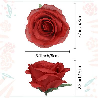 25Pcs Roses Artificial Flowers, Silk Fake Roses Flower Heads Home Decor for DIY Crafts Wedding Party