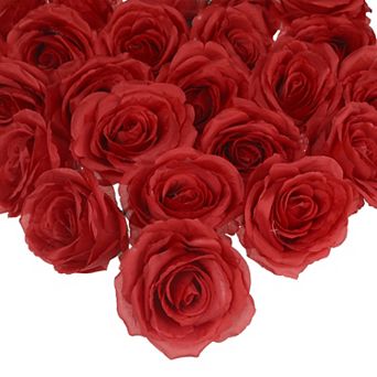 25 pc Roses Artificial Flowers, Silk Fake Roses Flower Heads Home Decor for DIY Crafts Wedding Party