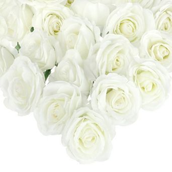 25 pc Roses Artificial Flowers, Silk Fake Roses Flower Heads Home Decor for DIY Crafts Wedding Party