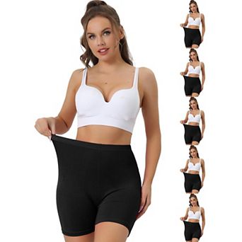 6 Packs Women's Mid-Thigh Boxer Underwear Full Coverage Soft Stretch Boyshorts Panties