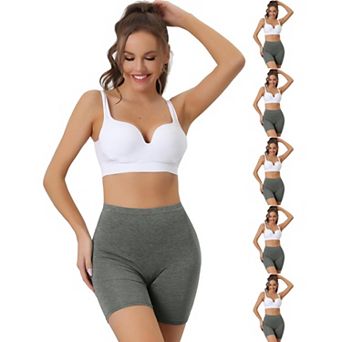 6 Packs Women's Mid-Thigh Boxer Underwear Full Coverage Soft Stretch Boyshorts Panties