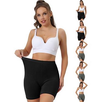 6 Packs Women's Mid-Thigh Boxer Underwear Full Coverage Soft Stretch Boyshorts Panties