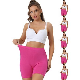 6 Packs Women's Mid-Thigh Boxer Underwear Full Coverage Soft Stretch Boyshorts Panties