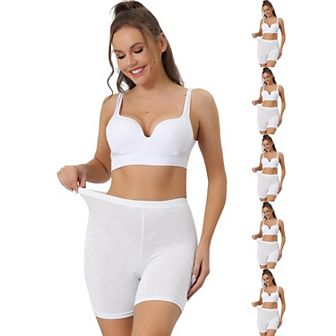 6 Packs Women's Mid-Thigh Boxer Underwear Full Coverage Soft Stretch Boyshorts Panties