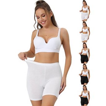 6 Packs Women's Mid-Thigh Boxer Underwear Full Coverage Soft Stretch Boyshorts Panties