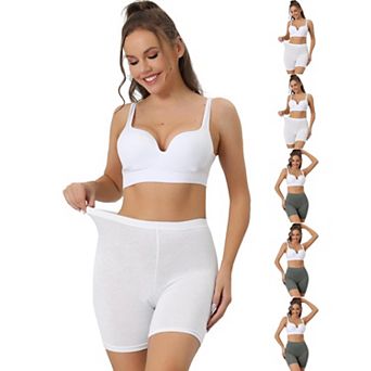 6 Packs Women's Mid-Thigh Boxer Underwear Full Coverage Soft Stretch Boyshorts Panties