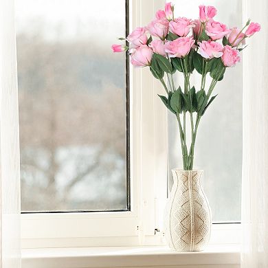 6 Pcs Eustoma Lisianthus Long Stem Artificial Flowers Faux Floral Plants Bouquet 26"