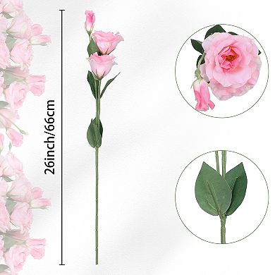 6 Pcs Eustoma Lisianthus Long Stem Artificial Flowers Faux Floral Plants Bouquet 26"