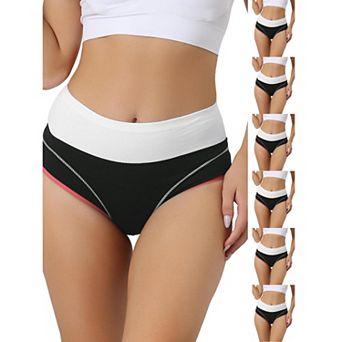 7 Packs Women's High Waist Underwear Stretch Briefs Underpants Tummy Control Cotton Panties