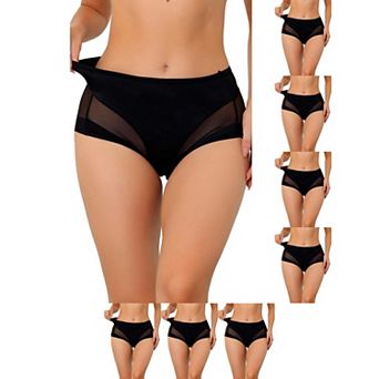 8 pc Women's Briefs Laser Cut Mesh Soft High Waist Brief Stretchy Panties