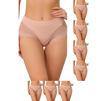 8 pc Women's Briefs Laser Cut Mesh Soft High Waist Brief Stretchy Panties