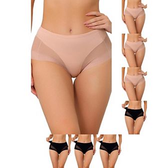 7 pc Women's Briefs Laser Cut Mesh High Waist Brief Stretchy Panties