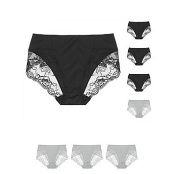 7 pc Women's Mid-Rise Lace Trim Brief Panties
