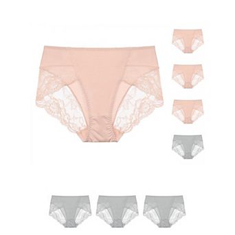 7 pc Women's Mid-Rise Lace Trim Brief Panties