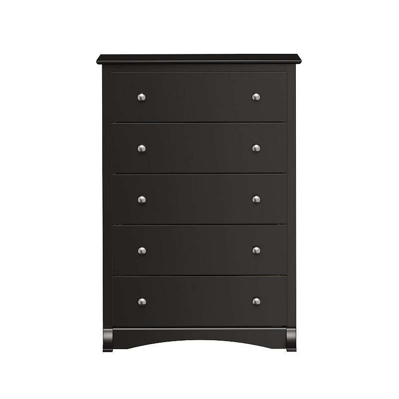 Prepac Sonoma 5 Drawer Wooden Dresser Chest  16  x 31.5  x 45.25   Black