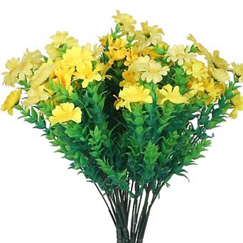 6 Bundles Artificial Daisies Flowers, Stems Fake Floral Bouquet for Wedding Home Decoration 13.8"