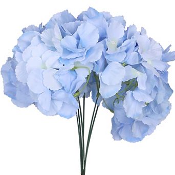6 pc Fake Hydrangea Flowers Bouquets Artificial Silk Flowers with Stems 11.8"