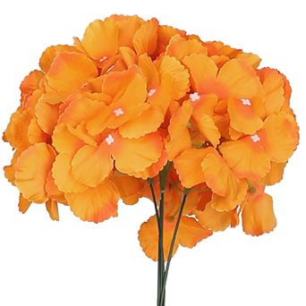 6 pc Fake Hydrangea Flowers Bouquets Artificial Silk Flowers with Stems 11.8"
