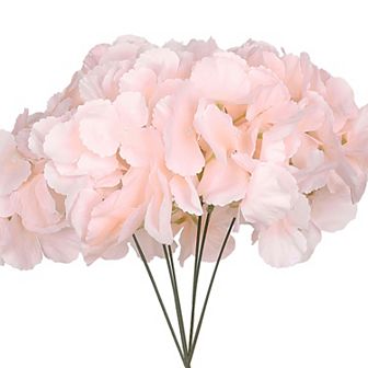 6 pc Fake Hydrangea Flowers Bouquets Artificial Silk Flowers with Stems 11.8"