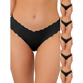 6 Packs Women's No-Show Hipster Unlined Cheeky Underwear V-Shape Waist Stretch Bikini